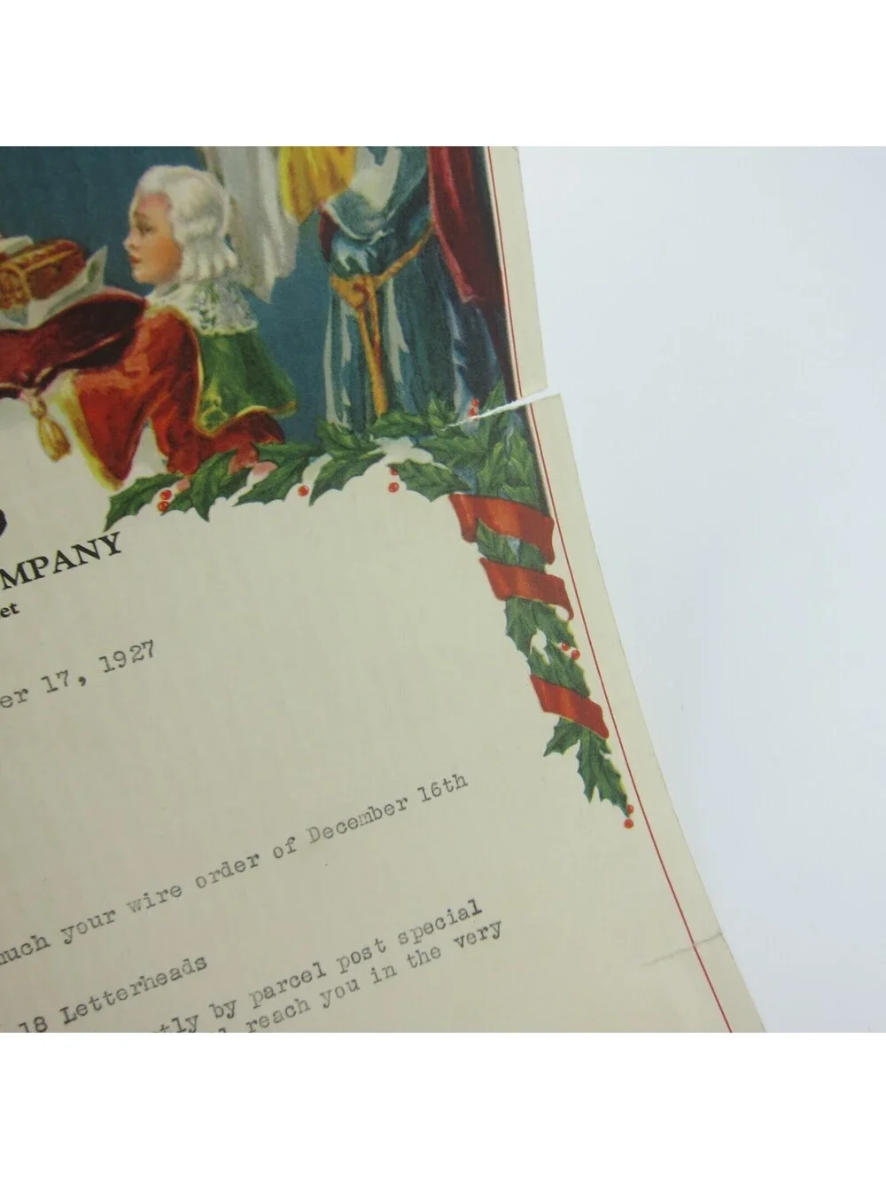 Vintage 1927 Christmas Stationery Sample Royal Meal Fireplace Goes Lithography